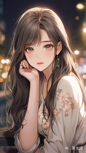 可爱女孩在繁华大道上展现青春美丽