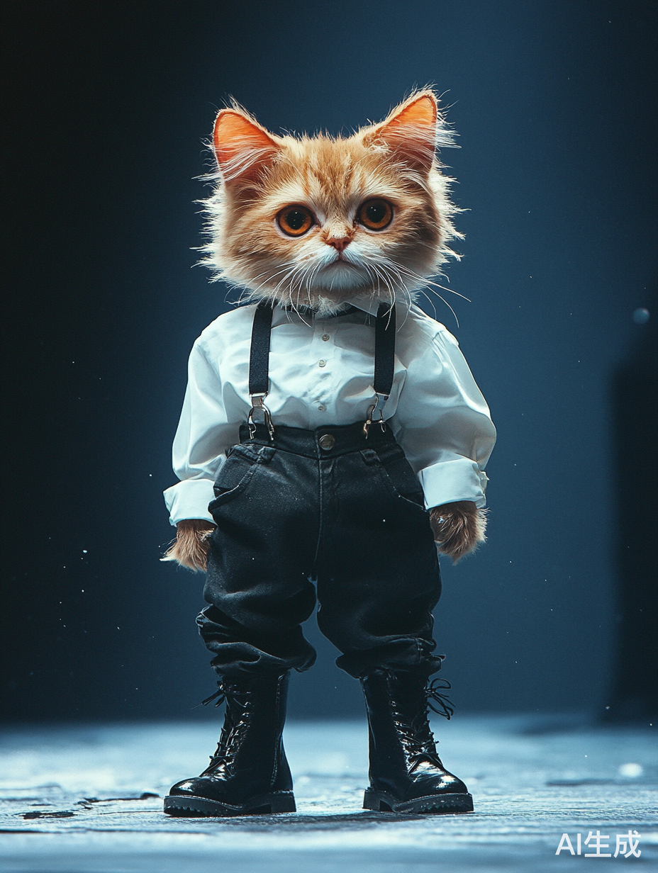 高端设计风格的拟人猫参与动物时装秀