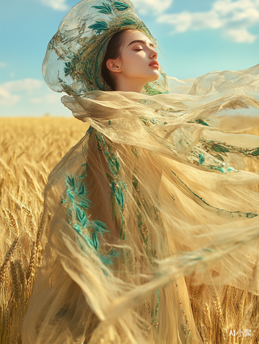 Spring Serenity in a Golden Wheat Field