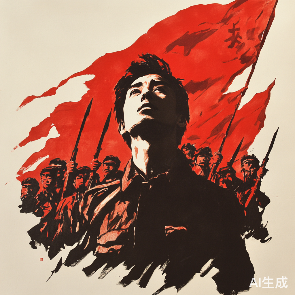 方志敏中分发型大衣领袖红色起义剪纸画