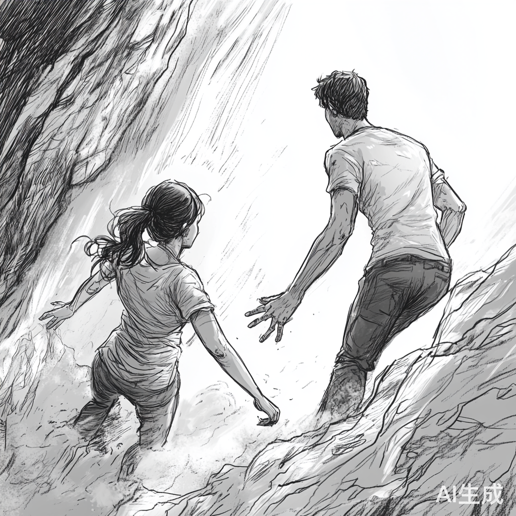 神仙姐姐救援女士尖叫挣扎于悬崖边缘的故事板