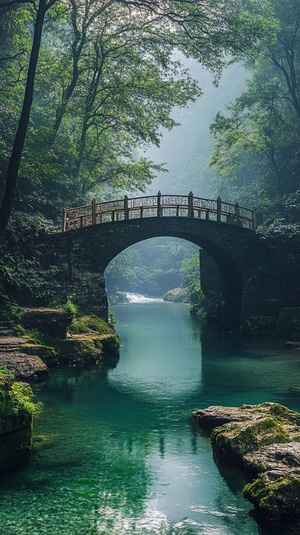 风景 小桥 溪水 治愈