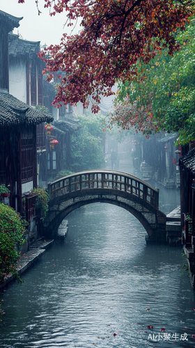 小桥流水江南水乡烟雨蒙蒙