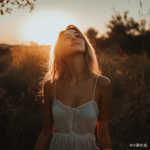 落日下的女人与骨感美的柔和牵手