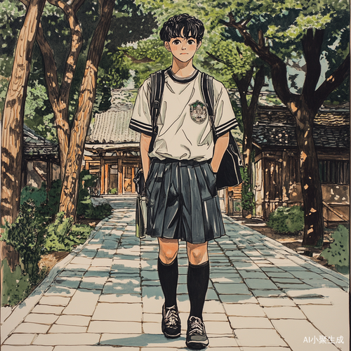 蔡徐坤穿水手服的真人全身画像