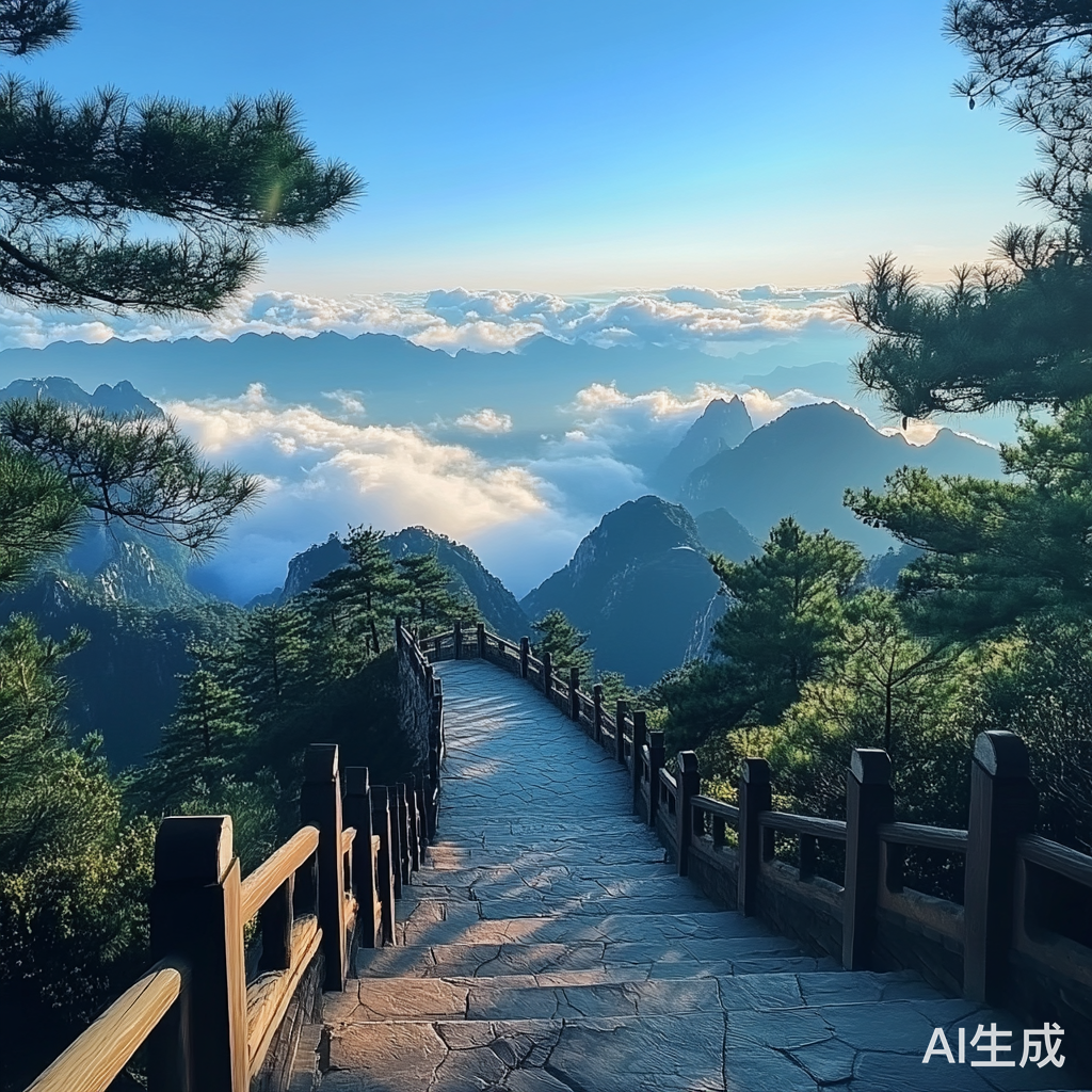 山顶日出美景蓝天白云高级感超高清摄影