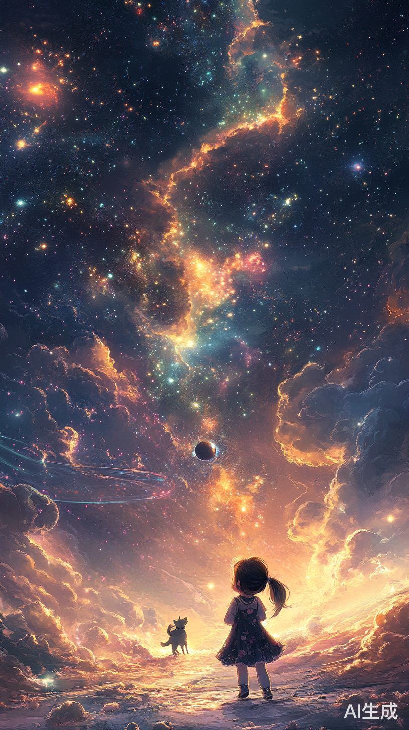 小狗与扎马尾辫女孩的太空漫游