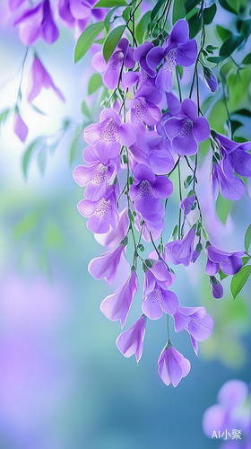 Purple Flower Bouquet Hanging from Tree Branch in Full Bloom