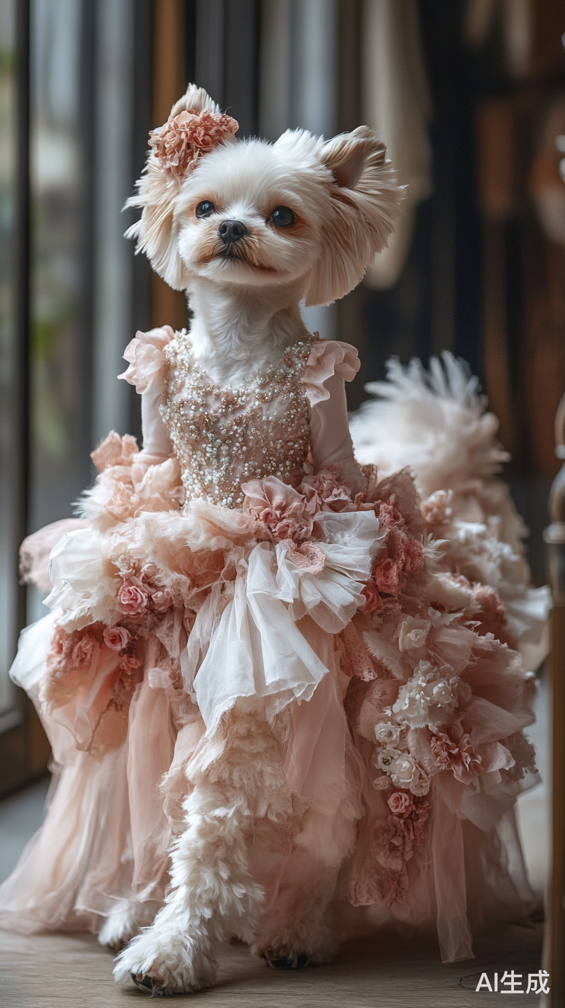 比熊狗狗穿公主裙走动物时装秀高端设计高清全景