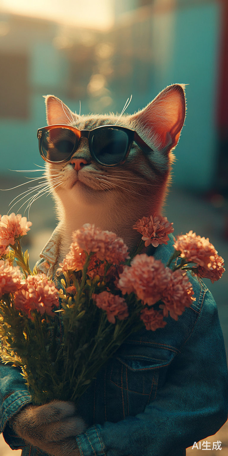 时尚猫咪路边歌唱获赞小朋友献花