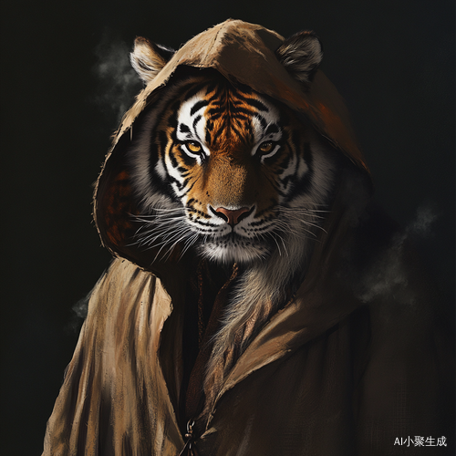 朦胧神秘的老虎身穿战袍