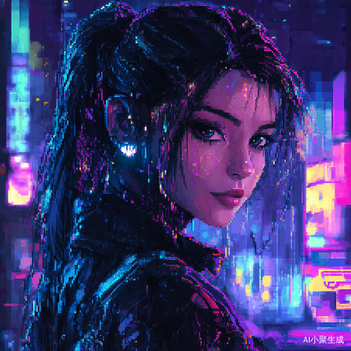 酷赛博朋克风格女孩的中长发