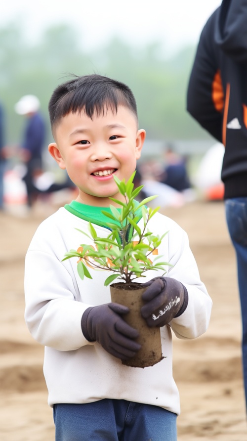 镜头3：场景：周末，小杰和家人一起参加了一个植树活动。他亲手种下了一棵小树苗，并许下了愿望，希望它能茁壮成长。画面：小杰满头大汗，但脸上洋溢着满足的笑容。他轻轻抚摸着小树苗，仿佛看到了未来的希望。旁白：通过参与这个活动，小杰学会了给予与希望。他相信，就像这棵小树苗一样，即使经历了风雨，也能顽强地生长下去。