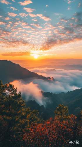 泰山日出云雾缭绕迎客松的超高清美景