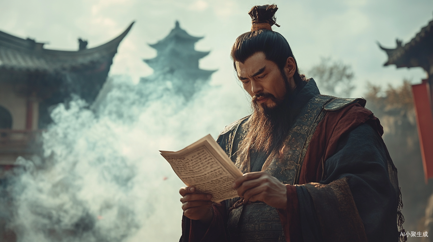 唐代武将城墙宣读信件硝烟弥漫场景