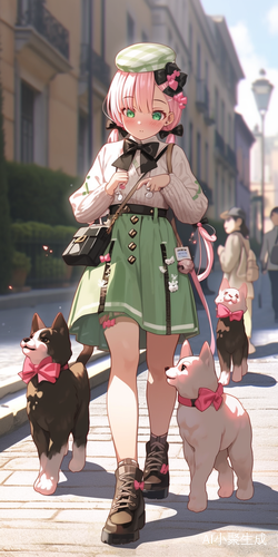 阳光下的英伦风格少女与可爱猫咪