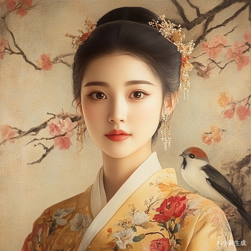 精致女性传统服饰肖像展现中国文化之美