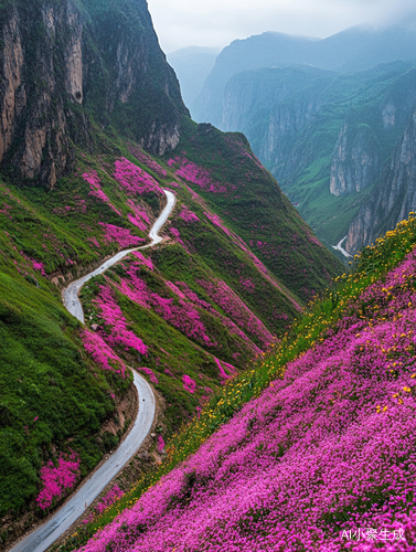 大山深处鲜花盛开与雨中的美景