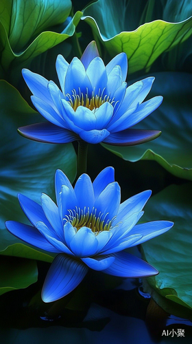 Blue Petaled Flowers in Lush Greenery