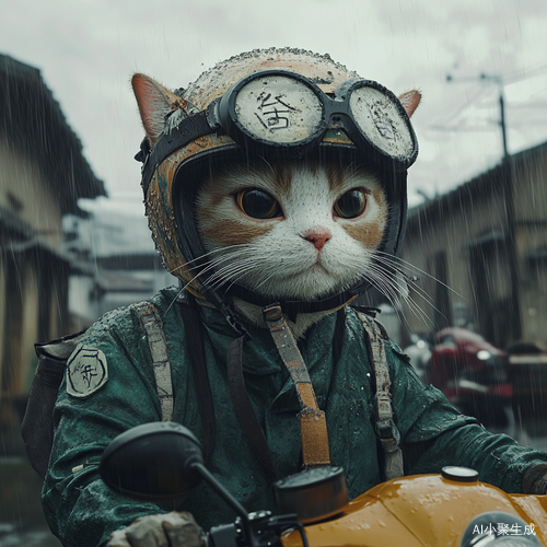 打工猫在雨中骑摩托送外卖的奋斗故事