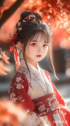 女孩子身穿彝族服装的8K画面