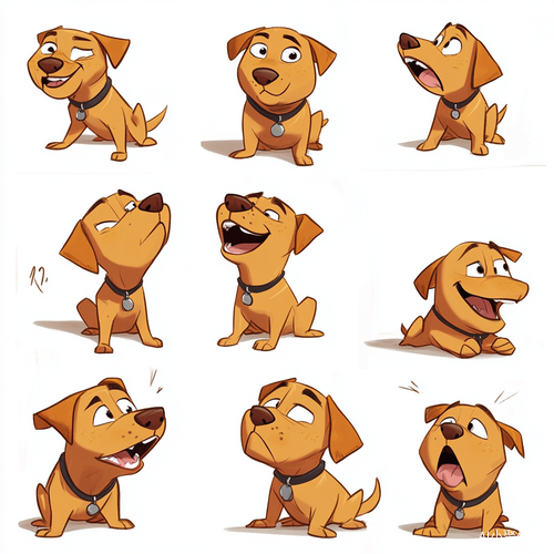 Cute Dog Expressions in Minimalism Art Style