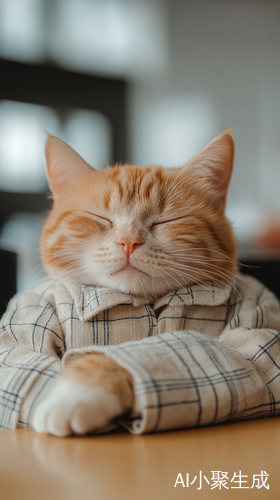 可爱小橘猫穿校服课堂打瞌睡的真实照片