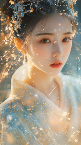 Stunning Hanfu Dress in Fairytale Setting with Golden Sunshine