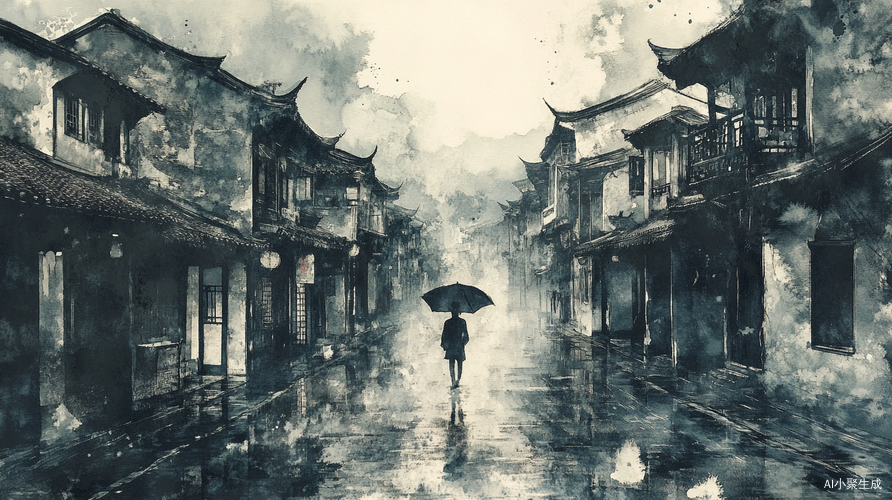 静谧的江南小镇烟雨朦胧