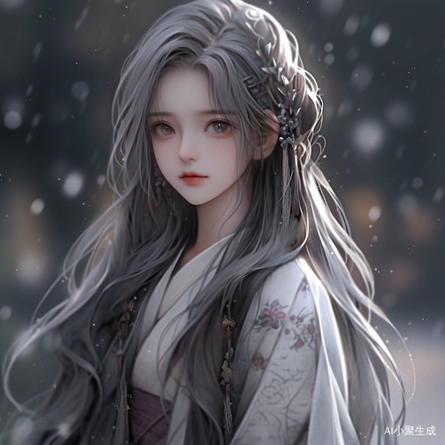 黑夜中闪耀的中国风少女