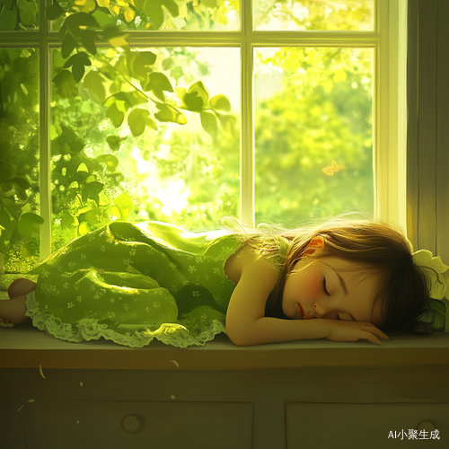 小女孩在阳光下安静睡眠的可爱时刻