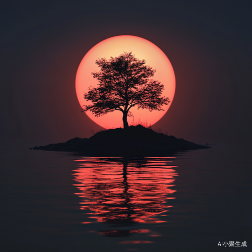 A Sunset Island with a Tree in Ethereal Japanese Photography