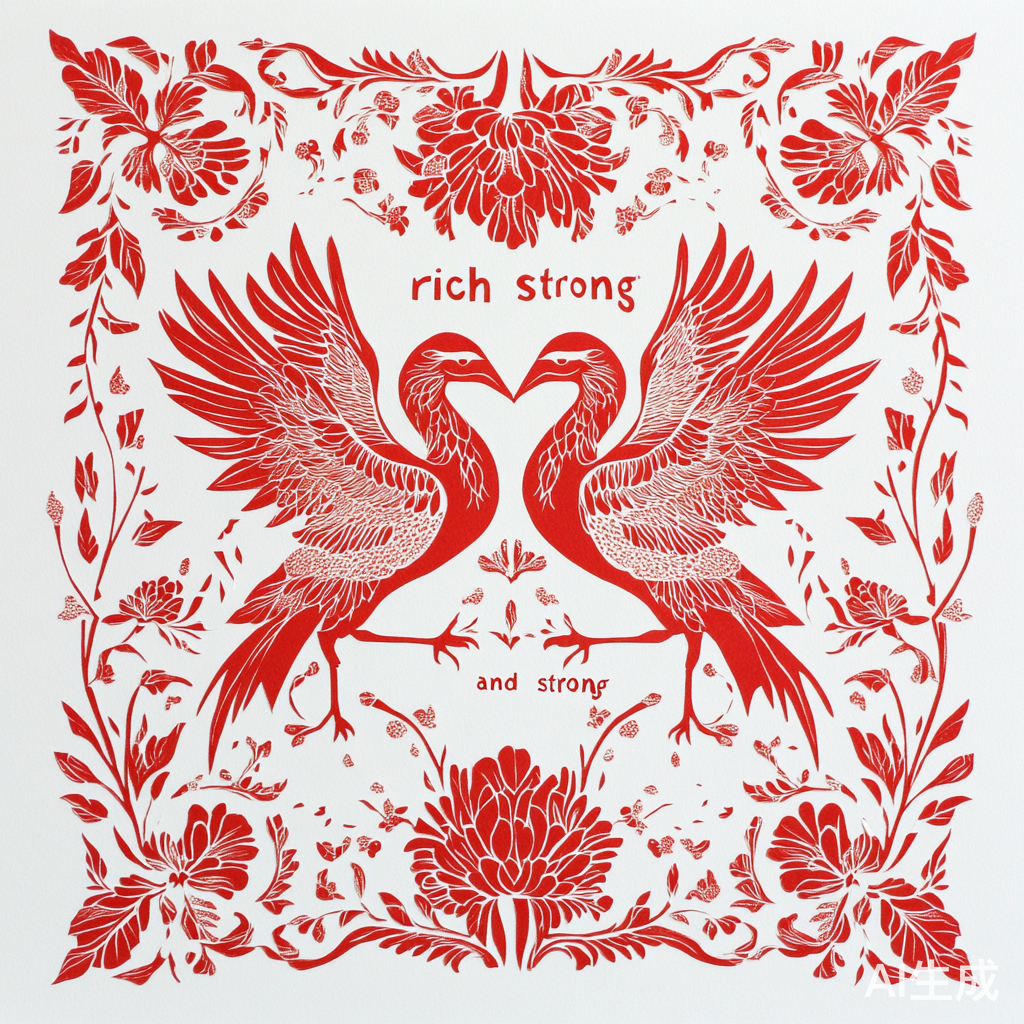 富强主题的剪纸艺术作品
