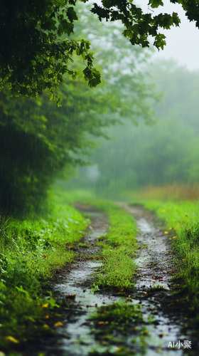 初秋雨雾中的翠绿与鸟鸣