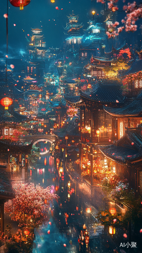 Ancient Chinese City with Bright Atmosphere and Fantasy Effects