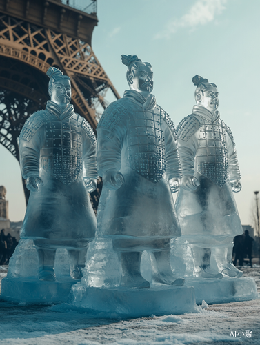 Eiffel Tower Ice Carved Terracotta Warriors Cinematic Showcase