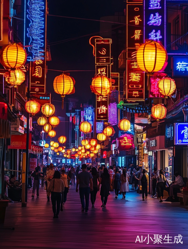 梦幻夜晚下的繁华商业与艺术生活
