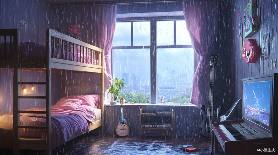 公主床上的雨声与音乐交融的静谧时光