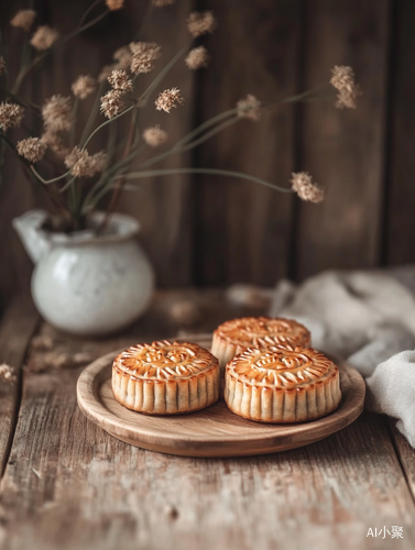 Minimalist Mooncakes on Wooden Table by Emerson Silva