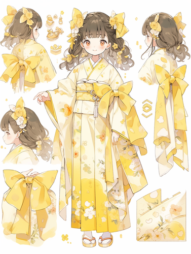 精致可爱黄色系列和服设计