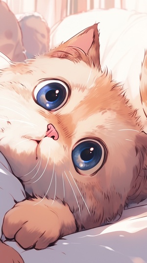 可爱蓝眼布偶猫躺在柔软垫子上