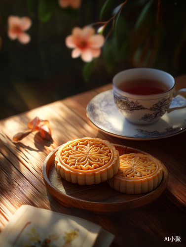 中秋佳节超现实月饼茶饮静物摄影