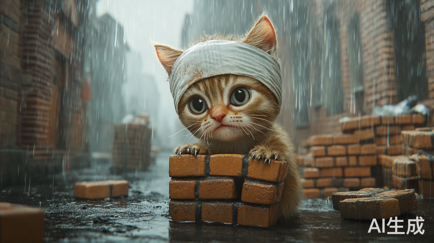 小猫咪雨中搬砖背带裤与绷带的坚韧