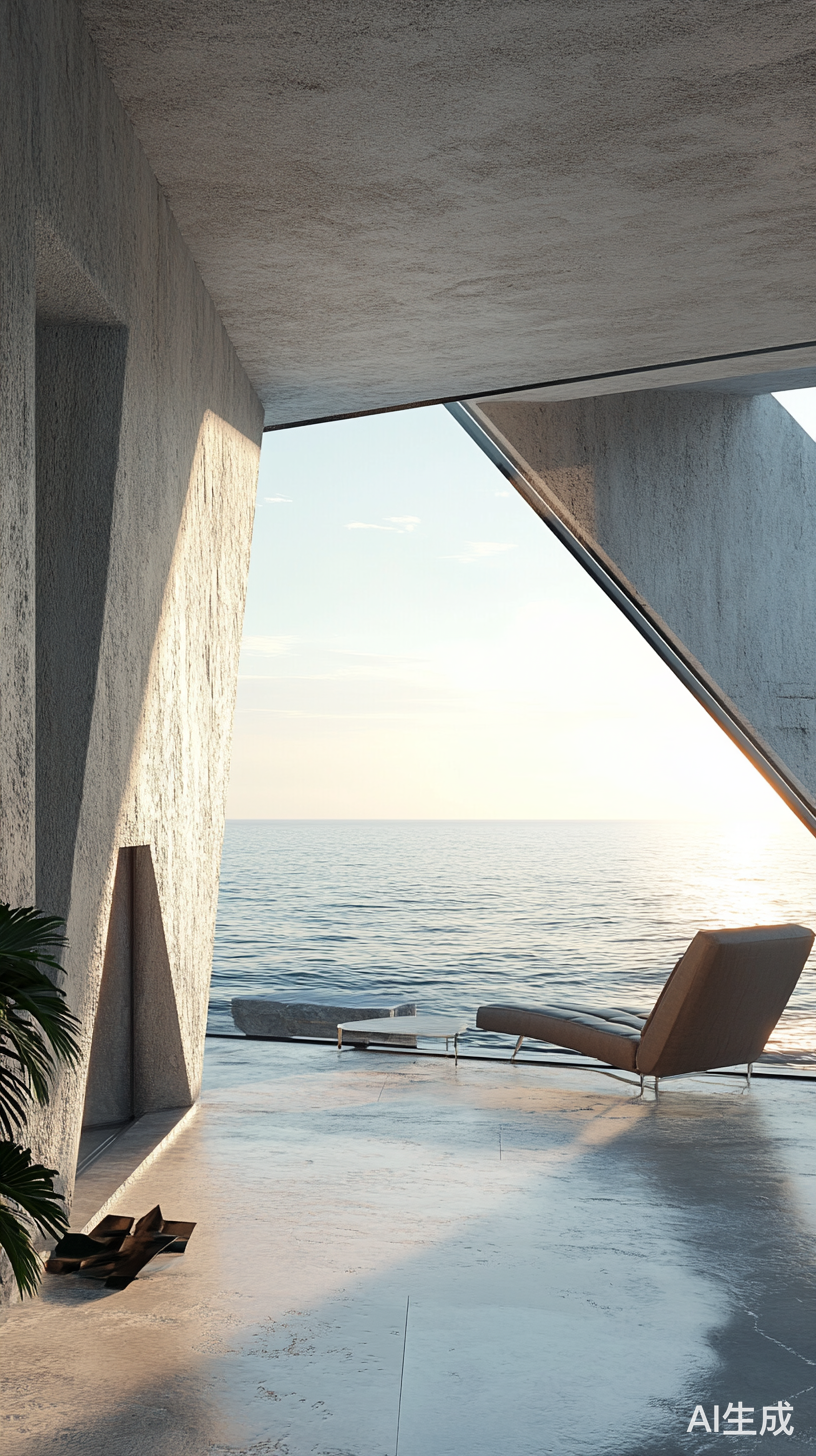 在屋里欣赏大海的美景