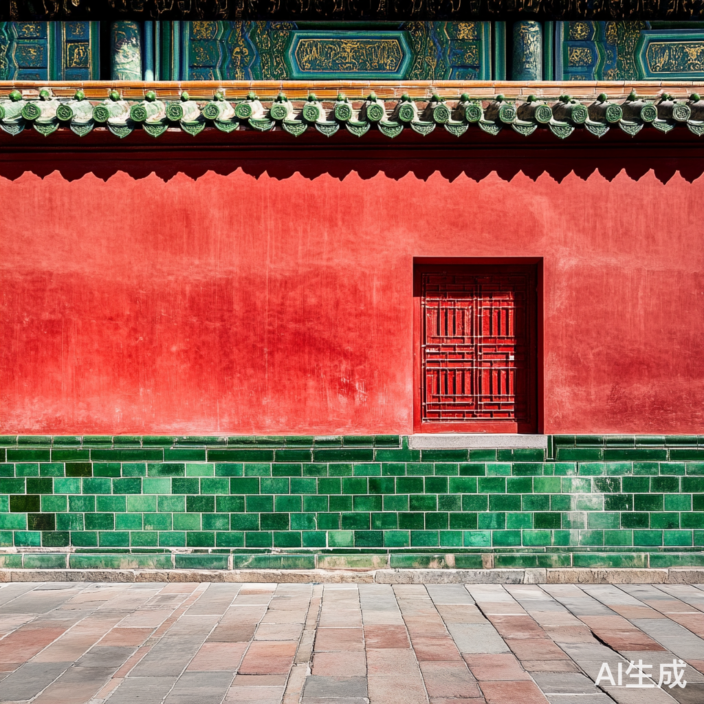 红墙绿瓦与高楼大厦的对比