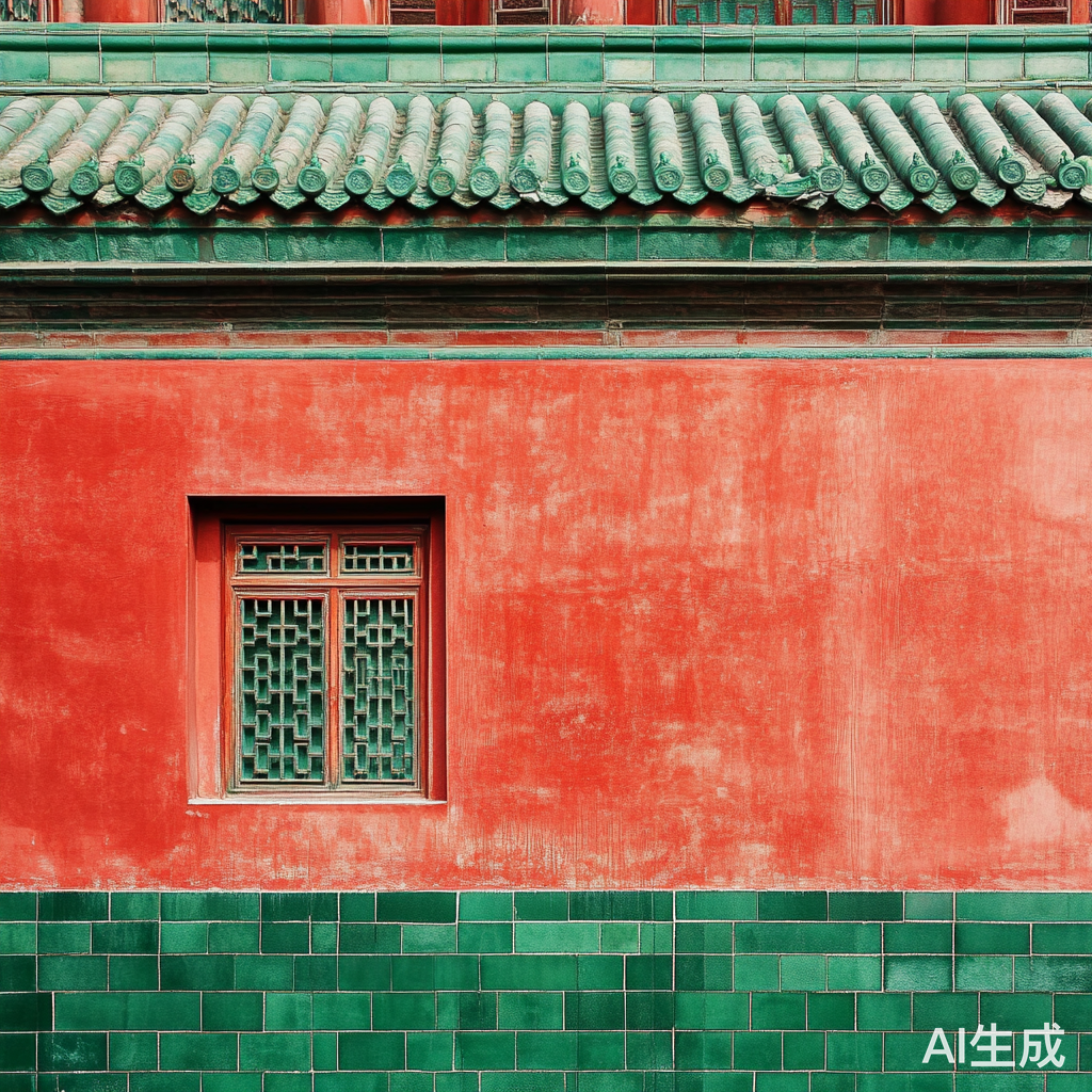 红墙绿瓦与高楼大厦的对比