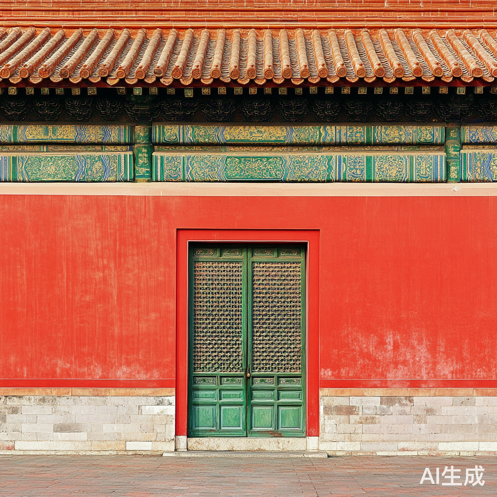 红墙绿瓦与高楼大厦的对比