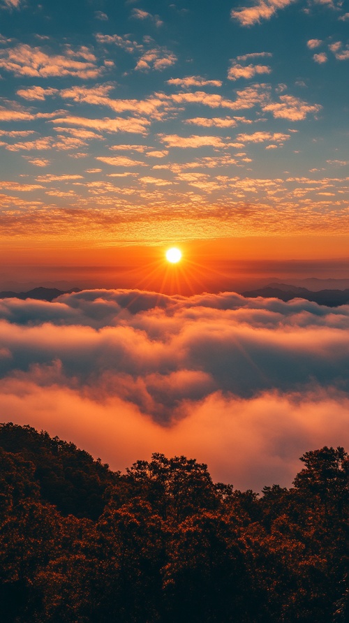 泰山日出美景，早晨，真实拍照感，超高清，云雾缭绕，迎客松，8k，超广角，远景，饱满，大师作品。