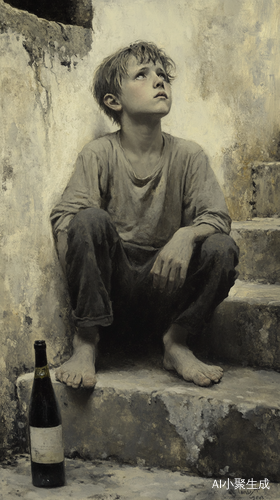 惆怅男孩与未喝完酒的心情沉淀