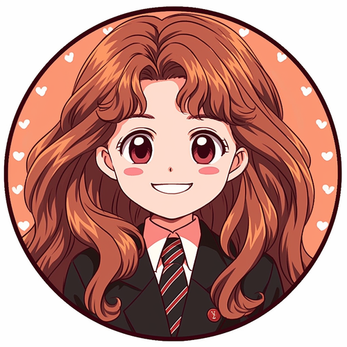 可爱的长发女孩穿校服微笑的卡通插图